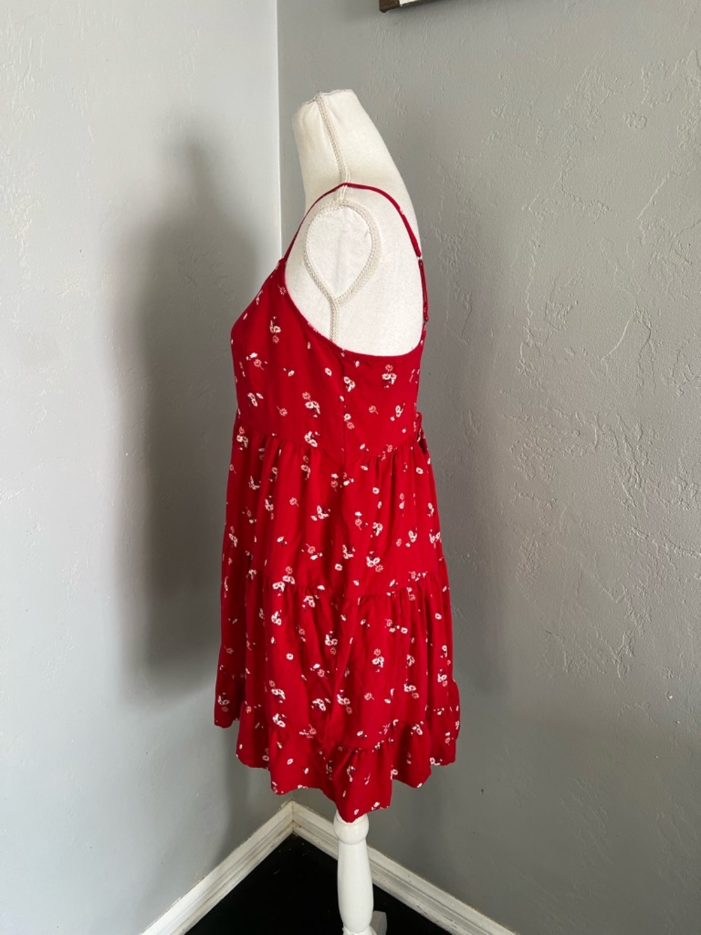 Hollister Red Floral Spaghetti Strap Dress - Picture 2 of 8